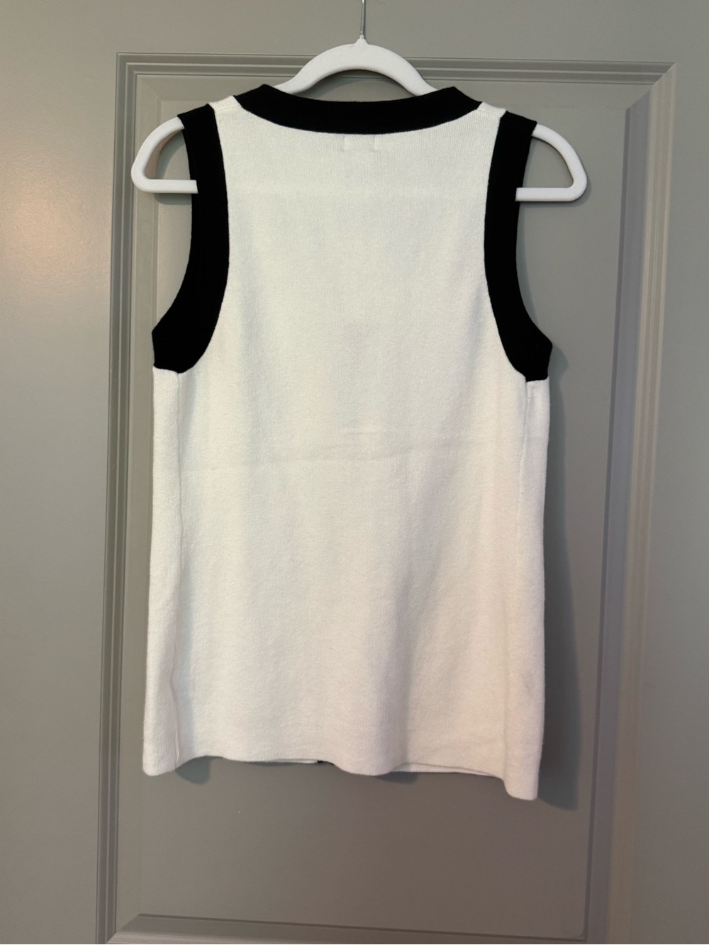 A New Day Women's Black & White V-Neck Button Front Vest - Picture 3 of 3